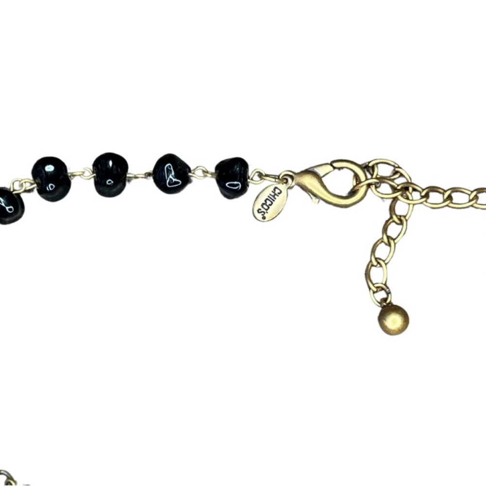 1261 Chico's Black and Green Multi-Strand Stone Necklace - Picture 2 of 3